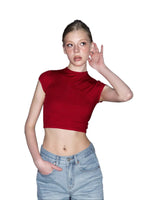 Red Backless Tie Crop Tee