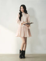 Mock Neck Lace Trim Dress