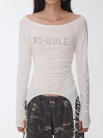 Garter Rhinestone Ruched Knit Top