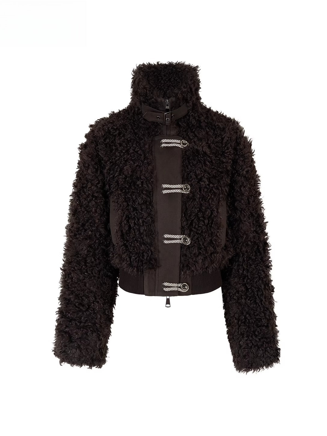 High-Neck Faux Fur Jacket