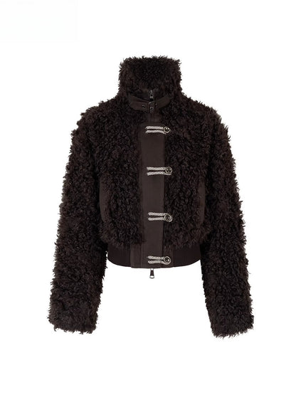High-Neck Faux Fur Jacket