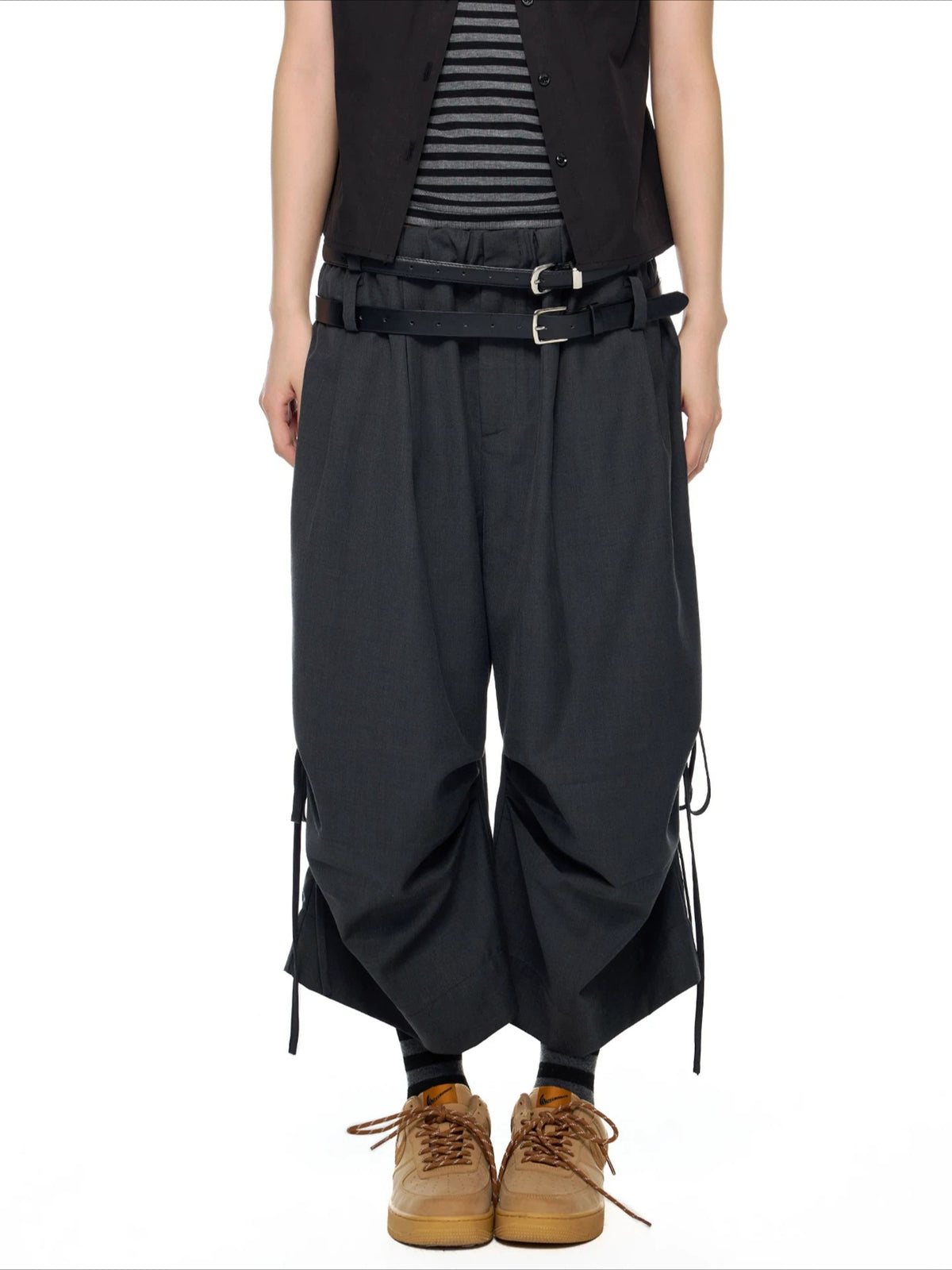 Drawstring Pleated Culottes