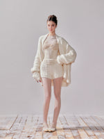Knit Sweater Cardigan Coat & Shorts Set