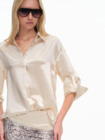 Acetate Satin Relaxed Polo Shirt