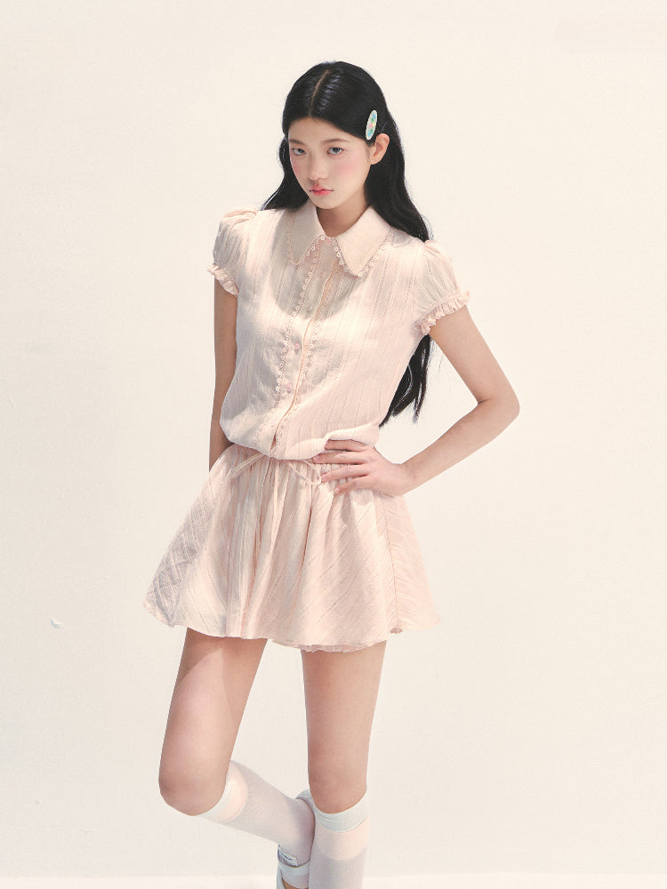 Pink Shirt-style Waist - cinched Dress