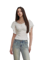 Lace Flutter Sleeve Top