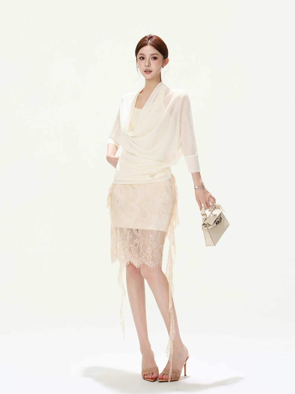 Lace Jacquard Midi Skirt