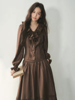 Vintage Ruffle Lace Shirt & Skirt Set