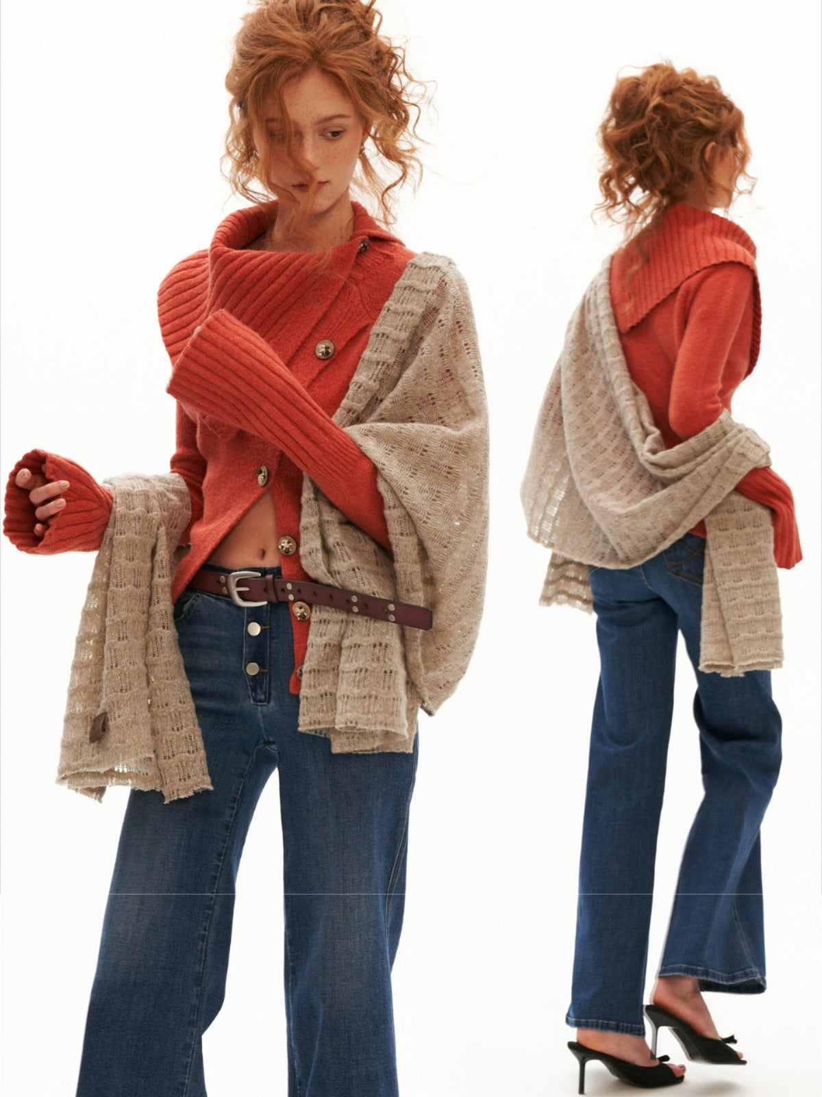 Textured Wave Knit Scarf