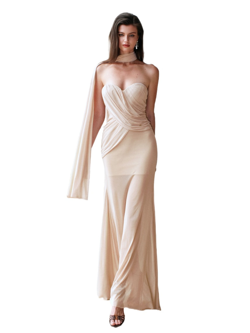 Ruched Design Asymmetrical Mermaid Dress