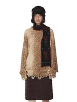 Vintage Deer Print Distressed Knit Sweater