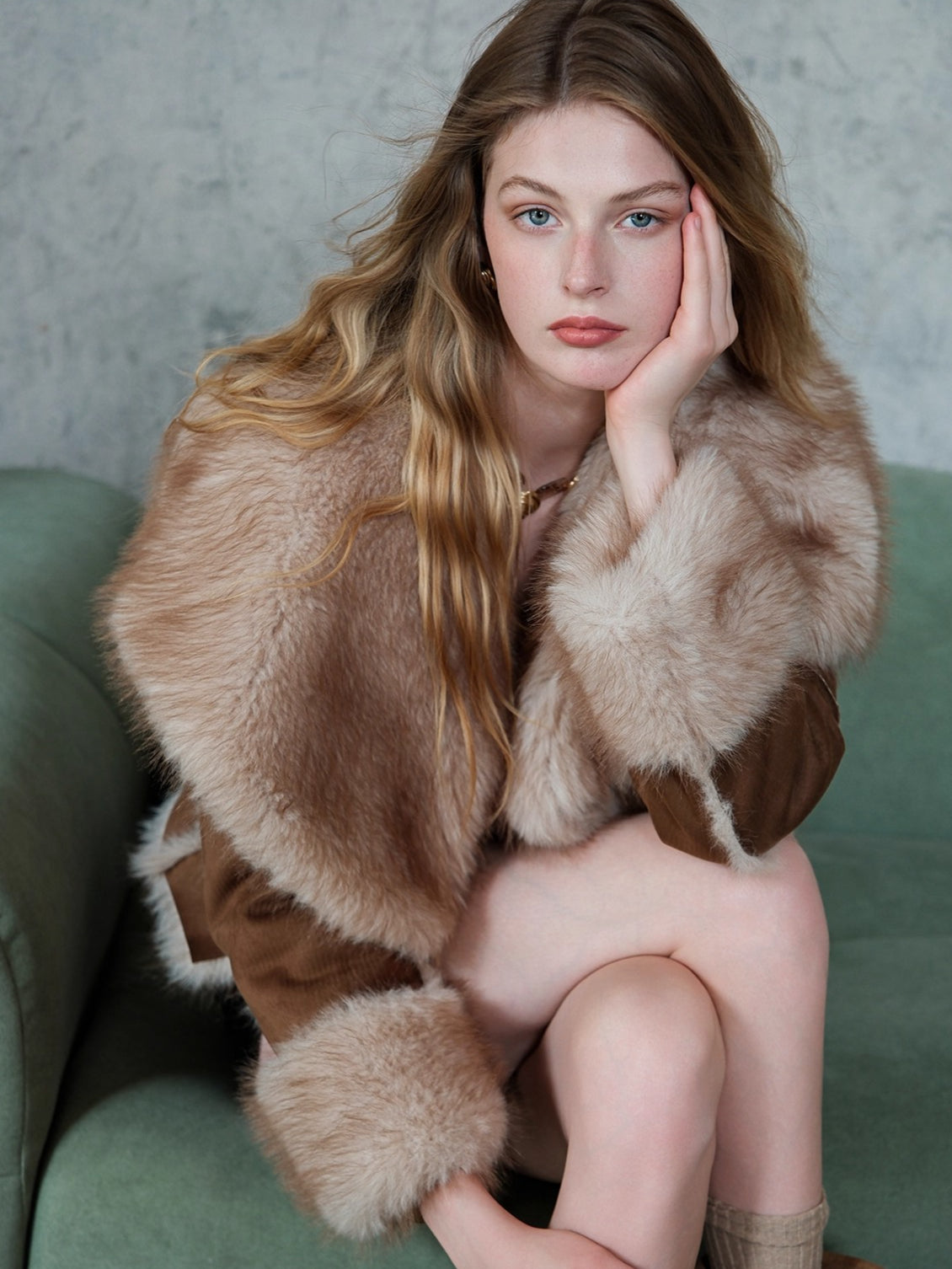 Mishka Faux Shearling Suede Cropped Jacket