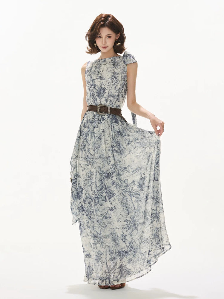 Forest Print Chiffon Dress