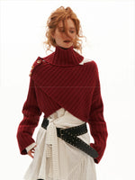 Cross Neck Recycled Knit Sweater