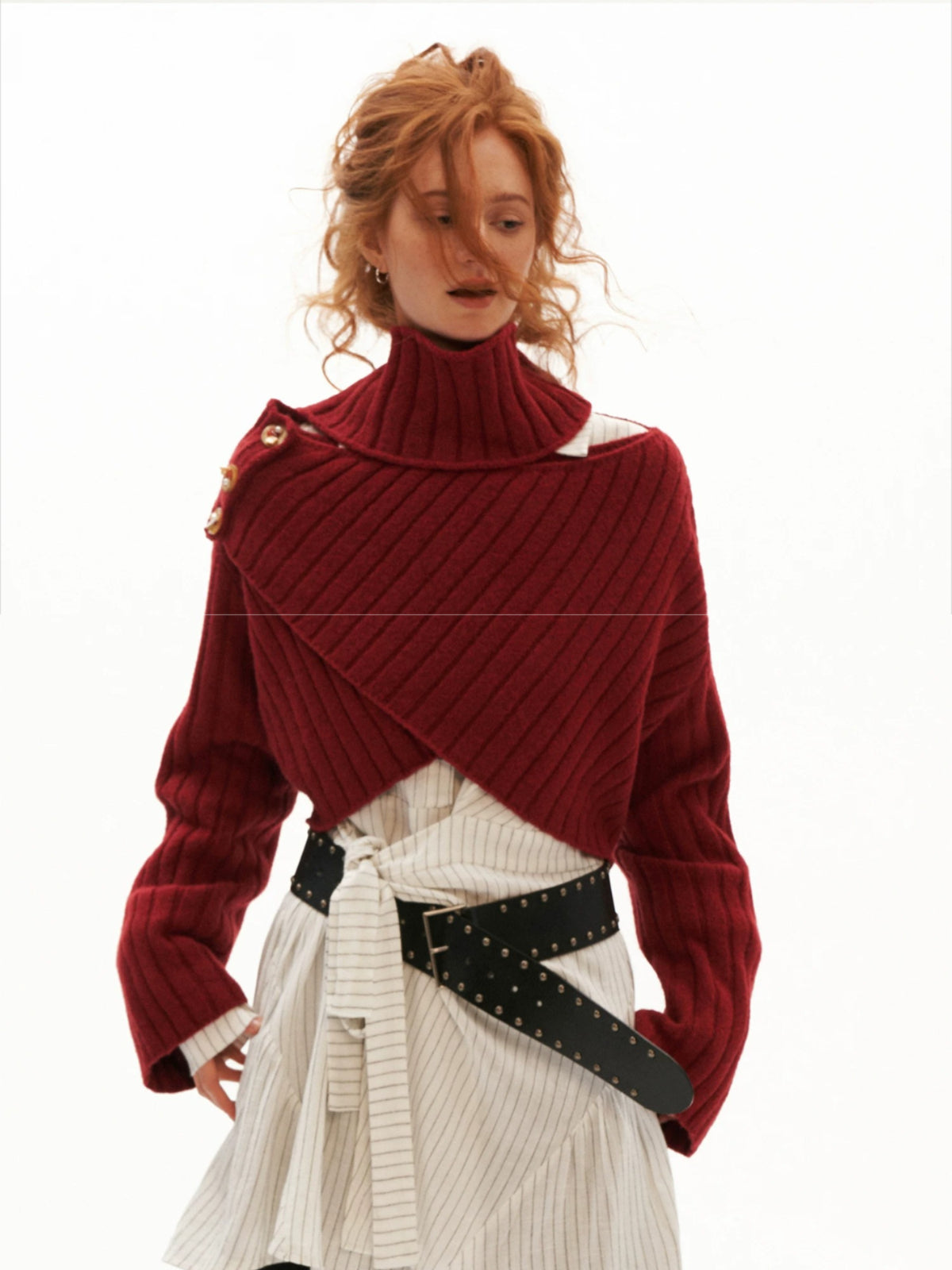 Cross Neck Recycled Knit Sweater