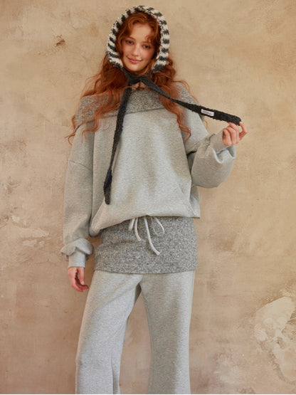 Off-Shoulder Sweatshirt Flared Pants Set