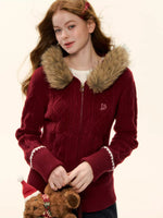Hooded Cable Knit Jacket