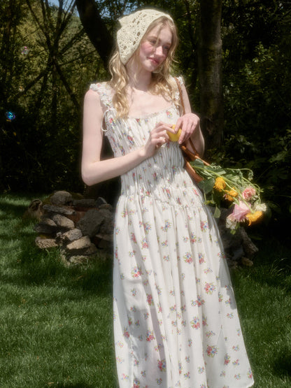 French Relaxed Old Money Floral Long Dress