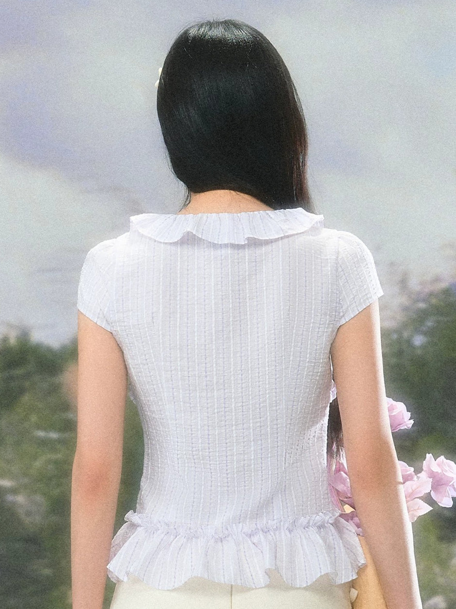 Ruffle Tie V-Neck Blouse