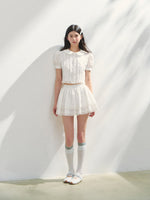 White Cotton Embroidered Shirt & Skirt Set