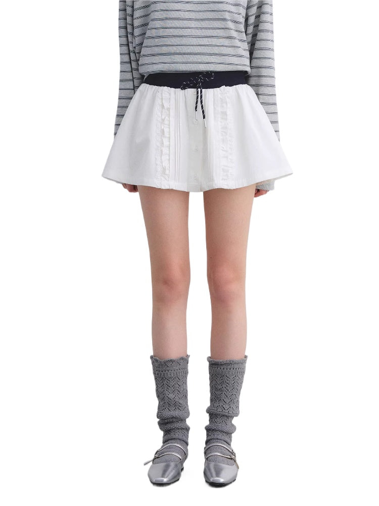 Ruffle Tie Pleated Skirt