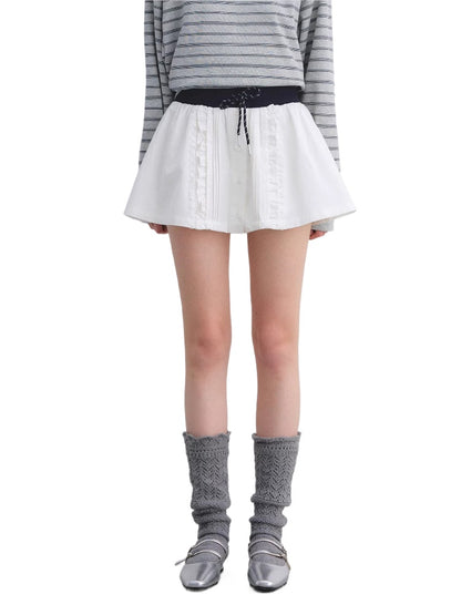 Ruffle Tie Pleated Skirt