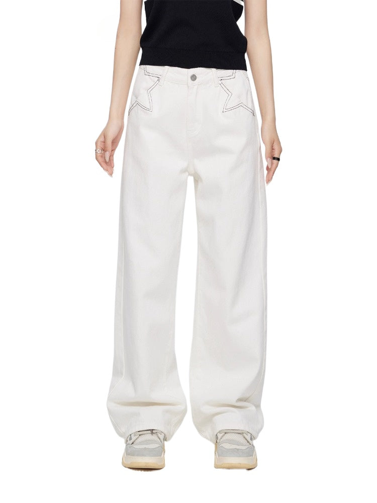 Star Denim Wide-Leg Pants