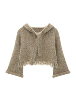Textured Hooded Flare Sleeve Sweater