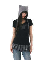Letter Print V-Neck T-Shirt