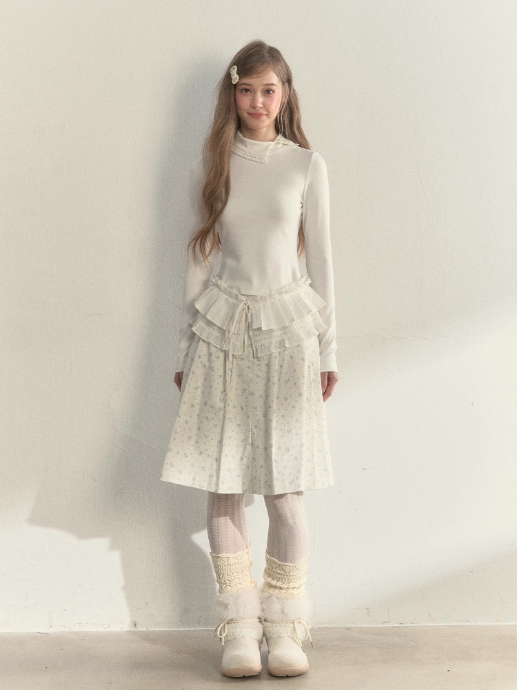 “Layered Essential” Pleated Panel Knit Top