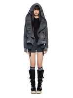 Striped Hooded Patchwork Cardigan