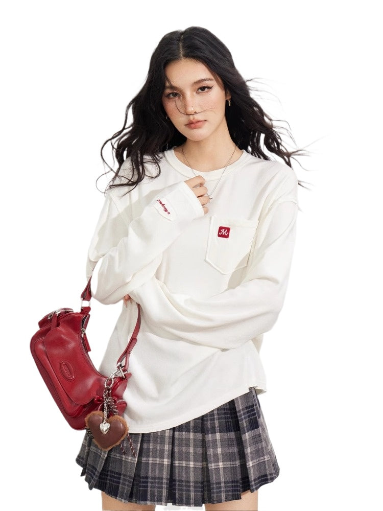 Raw-Edge Logo Embroidery T-shirt