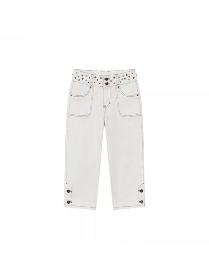 Studded Cropped Denim Pants