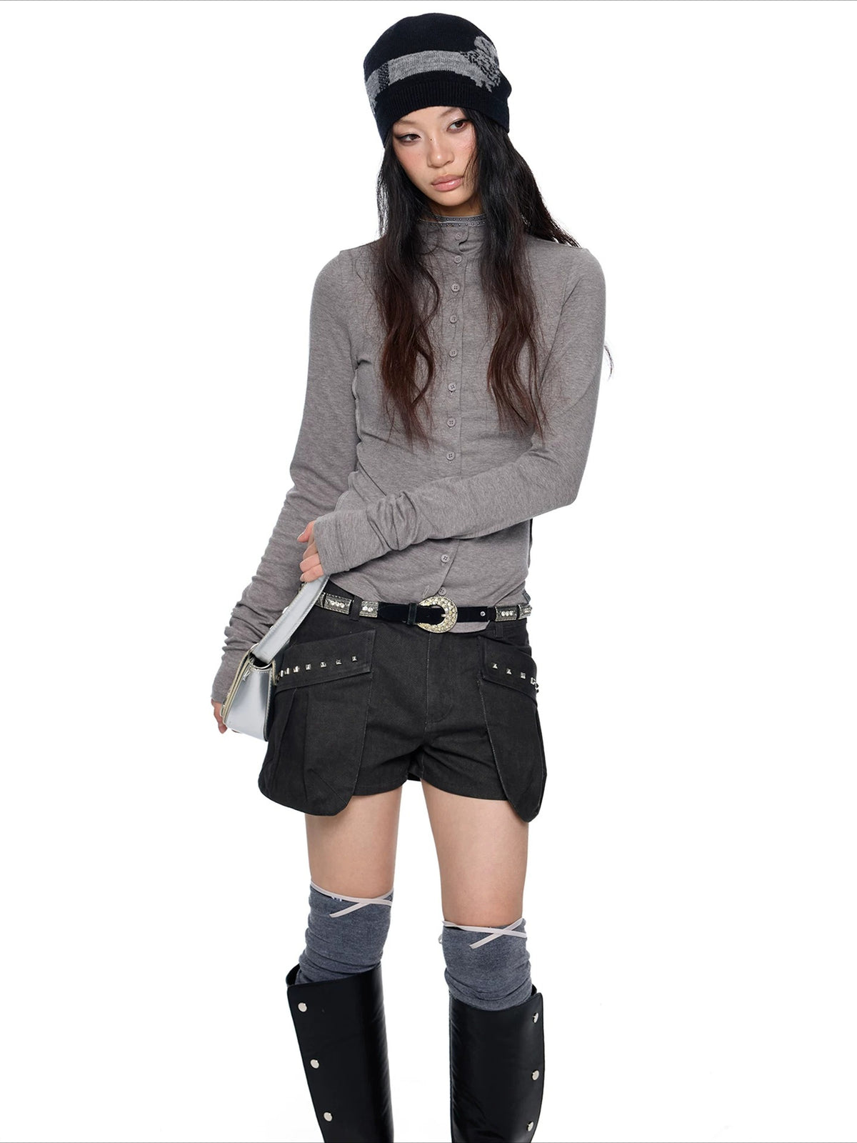Slim Pleated Long Sleeve Top
