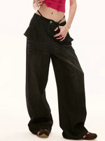 Vintage Ruffle Straight Leg Denim Jeans