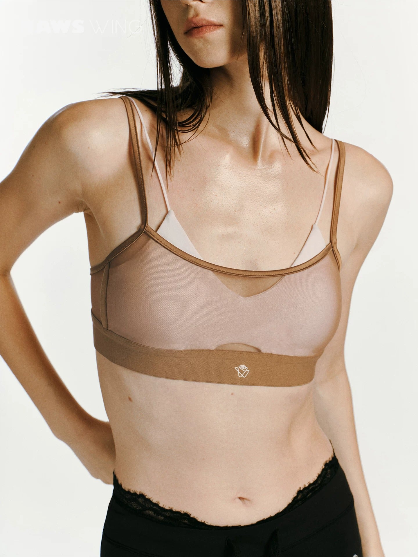 Mesh Cutout Layered Triangle Bra