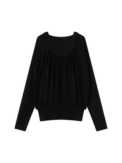 Lyocell Pleated Hoodie Top