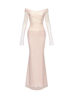 Off-Shoulder Mesh Corset Gown
