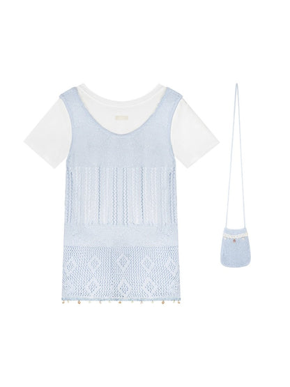 Shell Trim Knit Layered Set