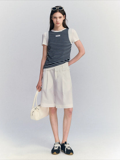 Lace Waist Bermuda Shorts