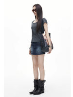 Side Ruched U-Neck Crop Tee