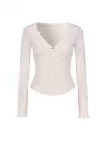 Lace Trim V-Neck Top