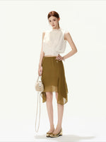 Lace Collar Chiffon Top