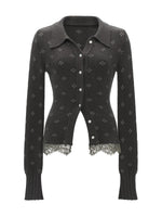 Lace Trim Floral Knit Cardigan