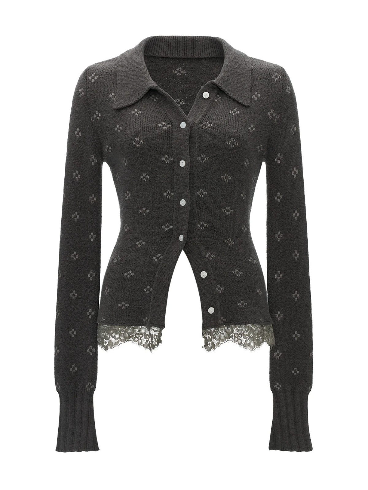 Lace Trim Floral Knit Cardigan