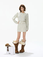 Wool Knit Cardigan & Skirt Set