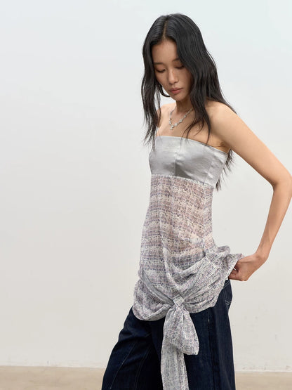 Satin Chiffon Tube Top