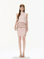 Stand Collar Satin Top