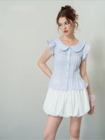 Blue Doll Collar Blouse