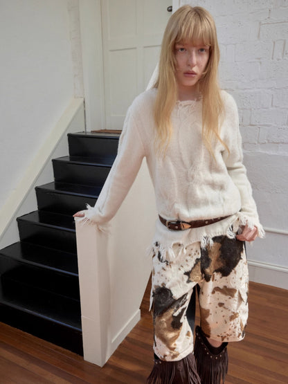 Cow Pattern Faux Fur Shorts